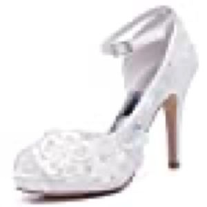 LUXVEER Bridal Shoes White with Floral Brooches